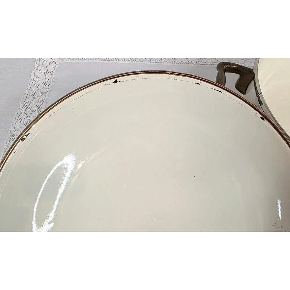 Lincoware Enamelware Fruit Harvest Dutch Oven Casserole Brass Handles 10in